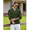 image:imageCOOFANDY Mens Quarter Zip Pullover Sweater Knit Texture Mock Neck SweaterOlive Green