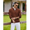 image:imageCOOFANDY Mens Quarter Zip Pullover Sweater Knit Texture Mock Neck SweaterRedbrown