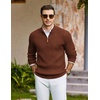 image:imageCOOFANDY Mens Quarter Zip Pullover Sweater Knit Texture Mock Neck SweaterRedbrown