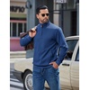 image:imageCOOFANDY Mens Quarter Zip Pullover Sweatshirts Casual Mock Neck SweaterDark Blue
