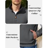 image:imageCOOFANDY Mens Quarter Zip Pullover Sweatshirts Casual Mock Neck SweaterDark Gray