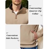 image:imageCOOFANDY Mens Quarter Zip Pullover Sweatshirts Casual Mock Neck SweaterKhaki