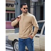 image:imageCOOFANDY Mens Quarter Zip Pullover Sweatshirts Casual Mock Neck SweaterKhaki