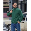 image:imageCOOFANDY Mens Quarter Zip Pullover Sweatshirts Casual Mock Neck SweaterLake Green