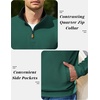 image:imageCOOFANDY Mens Quarter Zip Pullover Sweatshirts Casual Mock Neck SweaterLake Green
