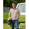 image:imageCOOFANDY Mens Quarter Zip Pullover Sweatshirts Casual Mock Neck SweaterLight Khaki