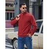 image:imageCOOFANDY Mens Quarter Zip Pullover Sweatshirts Casual Mock Neck SweaterRed