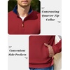 image:imageCOOFANDY Mens Quarter Zip Pullover Sweatshirts Casual Mock Neck SweaterRed