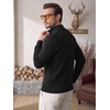 image:imageCOOFANDY Mens Quarter Zip Sweater 14 Zip Mock Neck Knitted Dress PulloverBlack