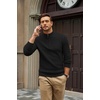 image:imageCOOFANDY Mens Quarter Zip Sweater 14 Zip Mock Neck Knitted Dress PulloverBlack