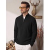 image:imageCOOFANDY Mens Quarter Zip Sweater 14 Zip Mock Neck Knitted Dress PulloverBlack