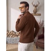image:imageCOOFANDY Mens Quarter Zip Sweater 14 Zip Mock Neck Knitted Dress PulloverCoffee Brown