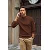 image:imageCOOFANDY Mens Quarter Zip Sweater 14 Zip Mock Neck Knitted Dress PulloverCoffee Brown