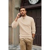 image:imageCOOFANDY Mens Quarter Zip Sweater 14 Zip Mock Neck Knitted Dress PulloverCream