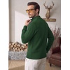 image:imageCOOFANDY Mens Quarter Zip Sweater 14 Zip Mock Neck Knitted Dress PulloverDark Green
