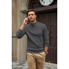 image:imageCOOFANDY Mens Quarter Zip Sweater 14 Zip Mock Neck Knitted Dress PulloverDark Grey