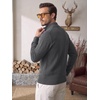 image:imageCOOFANDY Mens Quarter Zip Sweater 14 Zip Mock Neck Knitted Dress PulloverDark Grey