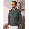 image:imageCOOFANDY Mens Quarter Zip Sweater 14 Zip Mock Neck Knitted Dress PulloverDark Grey
