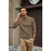 image:imageCOOFANDY Mens Quarter Zip Sweater 14 Zip Mock Neck Knitted Dress PulloverDark Khaki