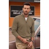 image:imageCOOFANDY Mens Quarter Zip Sweater 14 Zip Mock Neck Knitted Dress PulloverDark Khaki