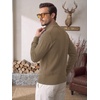image:imageCOOFANDY Mens Quarter Zip Sweater 14 Zip Mock Neck Knitted Dress PulloverDark Khaki