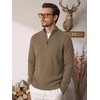 image:imageCOOFANDY Mens Quarter Zip Sweater 14 Zip Mock Neck Knitted Dress PulloverDark Khaki