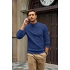 image:imageCOOFANDY Mens Quarter Zip Sweater 14 Zip Mock Neck Knitted Dress PulloverDenim Blue