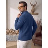 image:imageCOOFANDY Mens Quarter Zip Sweater 14 Zip Mock Neck Knitted Dress PulloverDenim Blue
