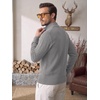 image:imageCOOFANDY Mens Quarter Zip Sweater 14 Zip Mock Neck Knitted Dress PulloverGrey