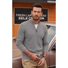 image:imageCOOFANDY Mens Quarter Zip Sweater 14 Zip Mock Neck Knitted Dress PulloverGrey