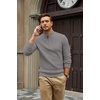image:imageCOOFANDY Mens Quarter Zip Sweater 14 Zip Mock Neck Knitted Dress PulloverGrey