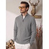 image:imageCOOFANDY Mens Quarter Zip Sweater 14 Zip Mock Neck Knitted Dress PulloverGrey