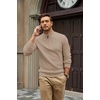 image:imageCOOFANDY Mens Quarter Zip Sweater 14 Zip Mock Neck Knitted Dress PulloverKhaki