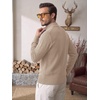 image:imageCOOFANDY Mens Quarter Zip Sweater 14 Zip Mock Neck Knitted Dress PulloverKhaki