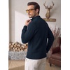 image:imageCOOFANDY Mens Quarter Zip Sweater 14 Zip Mock Neck Knitted Dress PulloverMidnight Blue