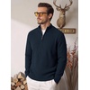 image:imageCOOFANDY Mens Quarter Zip Sweater 14 Zip Mock Neck Knitted Dress PulloverMidnight Blue