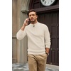 image:imageCOOFANDY Mens Quarter Zip Sweater 14 Zip Mock Neck Knitted Dress PulloverWhite