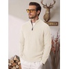 image:imageCOOFANDY Mens Quarter Zip Sweater 14 Zip Mock Neck Knitted Dress PulloverWhite