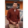 image:imageCOOFANDY Mens Quarter Zip Sweater 14 Zip Mock Neck Knitted Dress PulloverWine Red