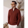 image:imageCOOFANDY Mens Quarter Zip Sweater 14 Zip Mock Neck Knitted Dress PulloverWine Red