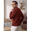 image:imageCOOFANDY Mens Quarter Zip Sweater 14 Zip Mock Neck Knitted Dress PulloverWine Red