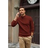 image:imageCOOFANDY Mens Quarter Zip Sweater 14 Zip Mock Neck Knitted Dress PulloverWine Red