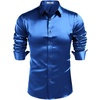 image:imageCOOFANDY Mens Silk Satin Dress Shirts Long Sleeve Shiny Button Down ShirtRoyal Blue