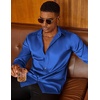 image:imageCOOFANDY Mens Silk Satin Dress Shirts Long Sleeve Shiny Button Down ShirtRoyal Blue