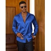 image:imageCOOFANDY Mens Silk Satin Dress Shirts Long Sleeve Shiny Button Down ShirtRoyal Blue