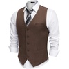 image:imageCOOFANDY Mens Suit Vest Business Casual Dress Vest Wedding Prom WaistcoatBrown