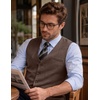 image:imageCOOFANDY Mens Suit Vest Business Casual Dress Vest Wedding Prom WaistcoatBrown