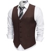 image:imageCOOFANDY Mens Suit Vest Business Casual Dress Vest Wedding Prom WaistcoatCoffee