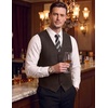 image:imageCOOFANDY Mens Suit Vest Business Casual Dress Vest Wedding Prom WaistcoatCoffee