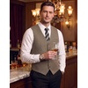image:imageCOOFANDY Mens Suit Vest Business Casual Dress Vest Wedding Prom WaistcoatKhaki